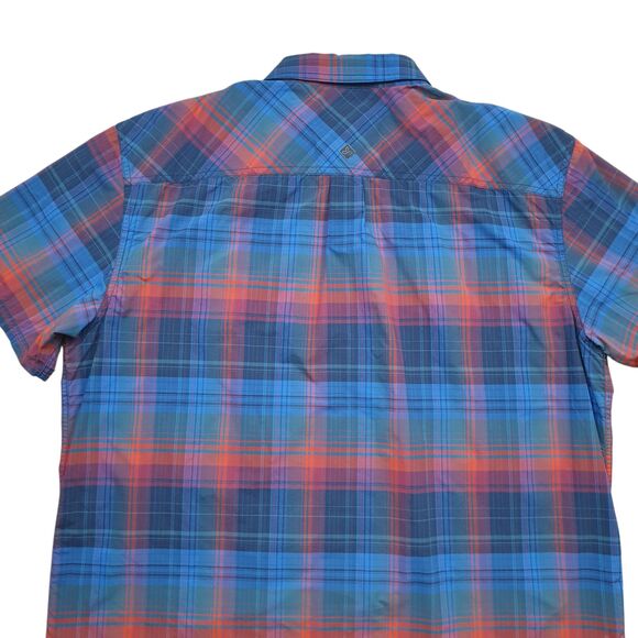 prAna Cayman Plaid Shirt Mens XXL Island Blue Short Sleeve Nylon Outdoor UPF - Picture 9 of 10